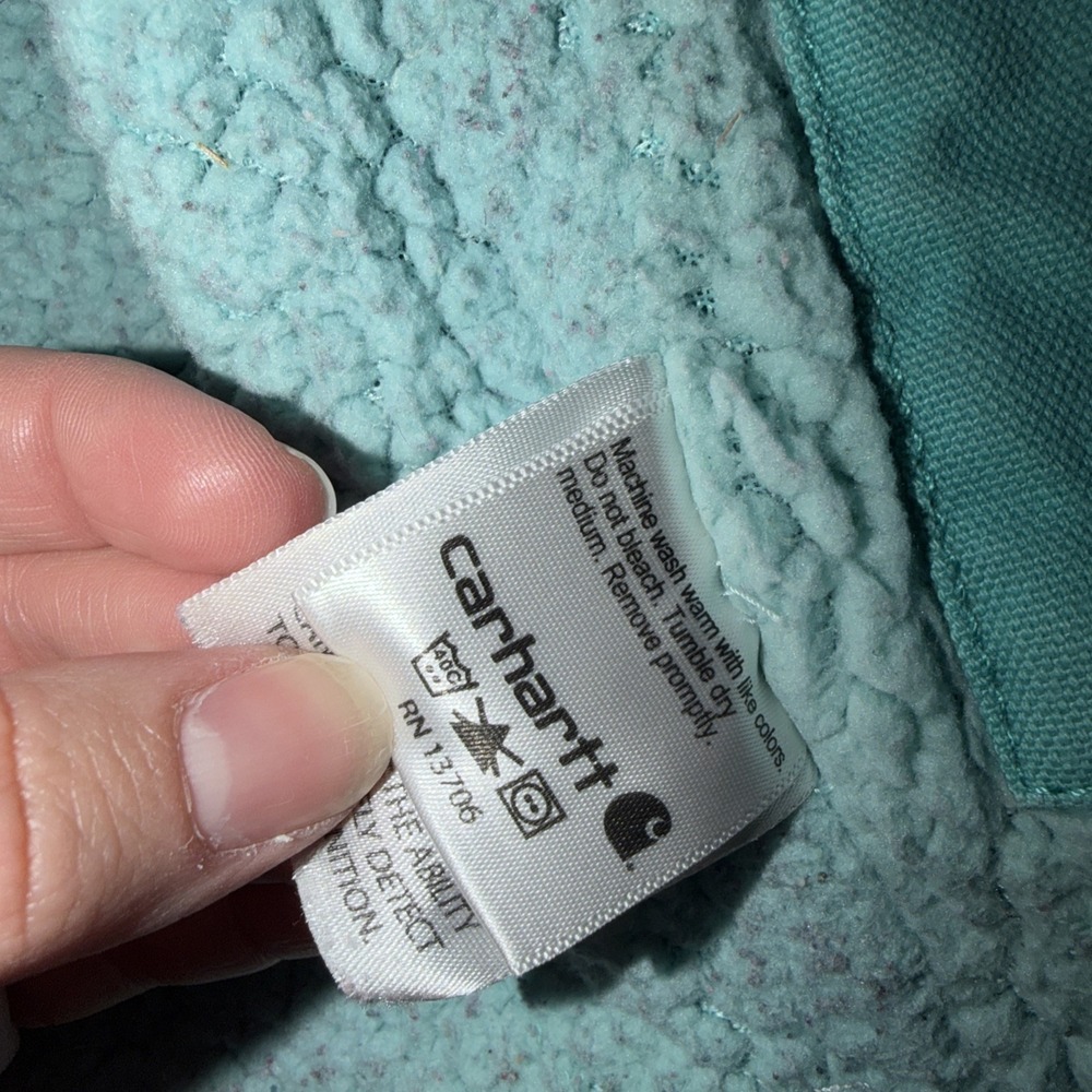 VTG Blue Carhartt Youth Kids Sherpa Lined Hooded Zip Up Jacket Size 4 Toddler - Picture 3 of 5